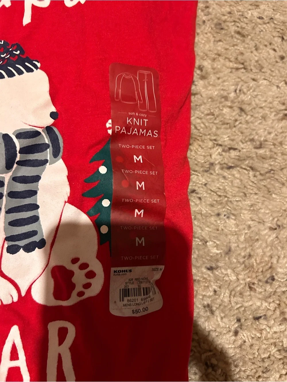 Papa Bear Men’s Red Knit Pajama Set